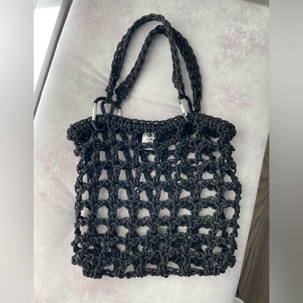 Buckethead designer Cord Crochet bag tote black